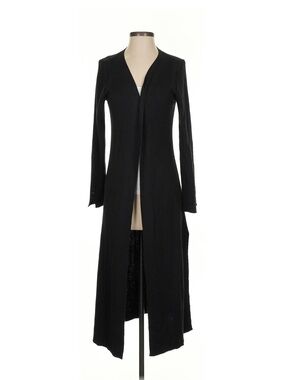White House Black Market Black Ribbed Open-Front Cardigan